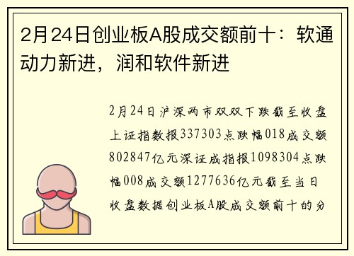 2月24日创业板A股成交额前十：软通动力新进，润和软件新进