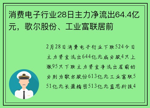 消费电子行业28日主力净流出64.4亿元，歌尔股份、工业富联居前