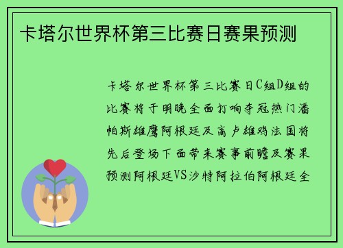 卡塔尔世界杯第三比赛日赛果预测